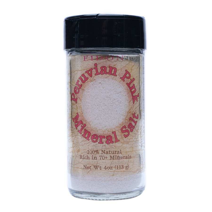 Peruvian Pink Salt is a natural salt that has been harvested by hand and used for well over 2,000 years. Salt water bubbles out of the ground from springs located over 11,000 feet above sea level in the Sacred Valley of the Incas, where ancient sea beds once resided, far from any pollution that may exist in ocean water. This salt contains a distinctive and complex blend of 70+ essential minerals found nowhere else on earth, enhancing the flavor of our food and nourishing our cellular mineral levels.