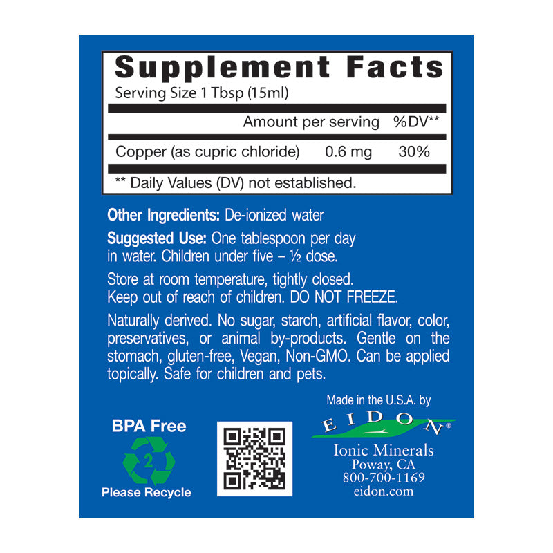 Copper In Liquid Form Liquid Ionic copper Mineral Supplement | Eidon Ionic Minerals